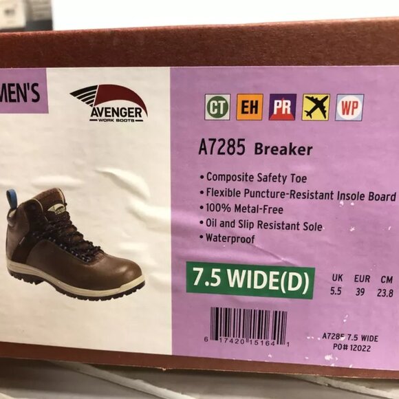 Avenger A7285 Breaker Womens Waterproof Work Boots Size 7.5 D(Wide) - Picture 6 of 6